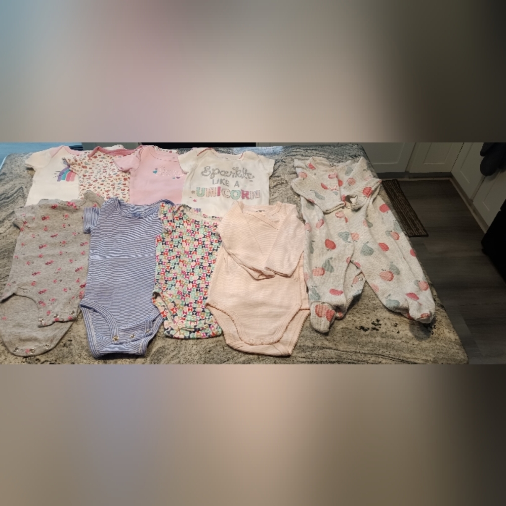 8 girls size 3-6 month onsies and sleeper